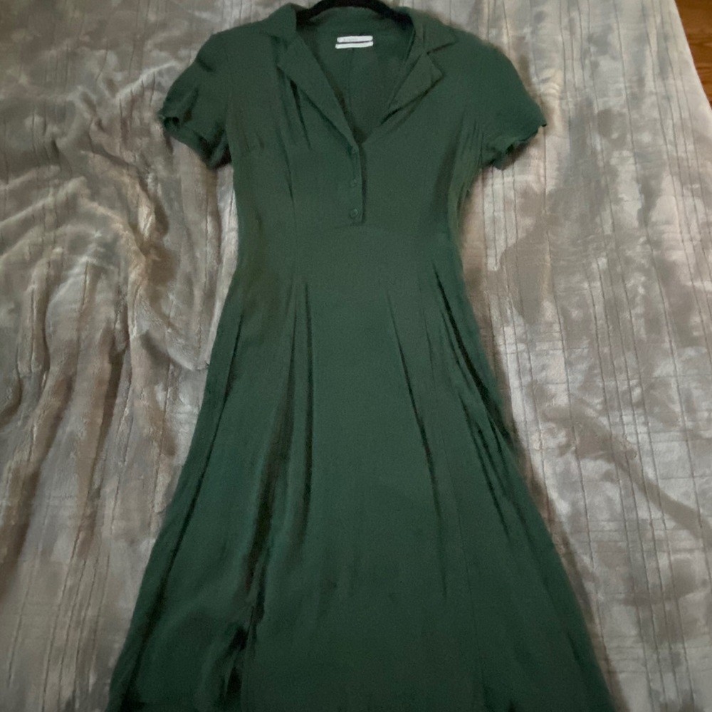 Urban outfitters green collar button up midi dress